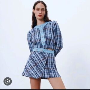 Zara Plaid Tweed Two Piece Set